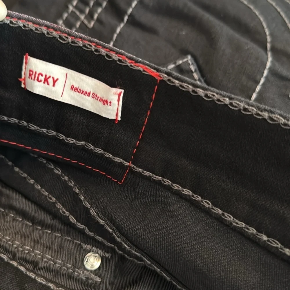 True Religion Ricky black Relaxed Straight denim jeanss NWT 36